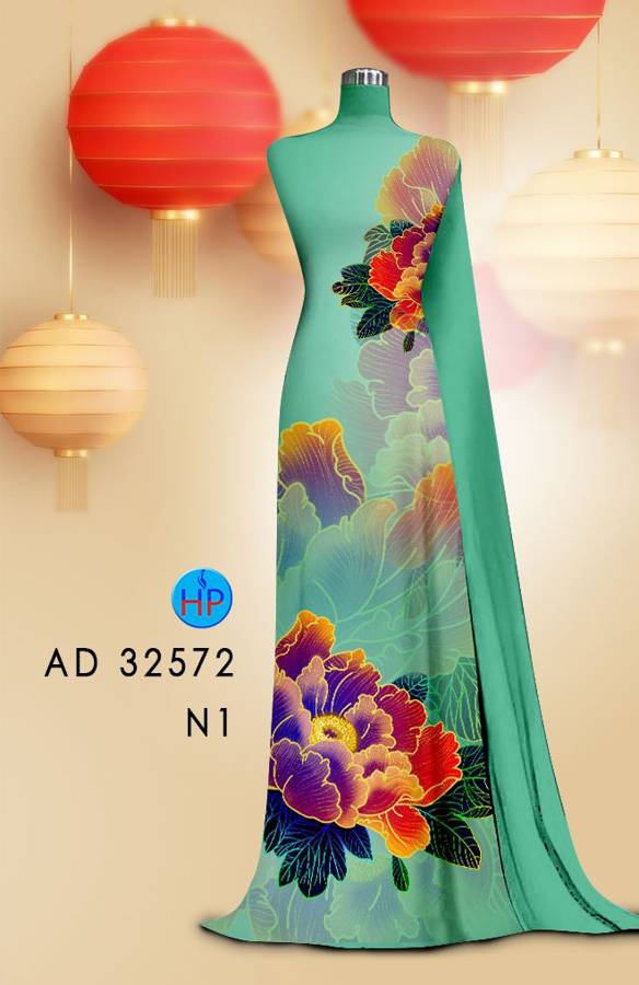 Vải Áo Dài Hoa In 3D AD 32572 1